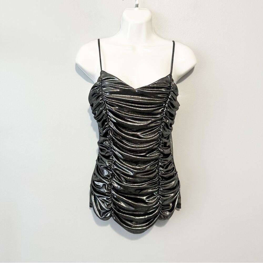Madrag Elegant silver Ruched Camisole tank top size large  bodycon sexy y2k